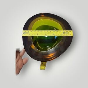 Vintage Murano Sommerso Art Glass Bowl Amber Green Mid Century Modern Decor
